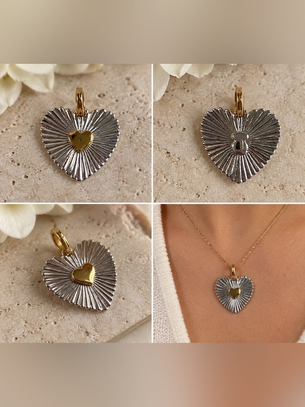 Silver and Gold Heart pendant 925